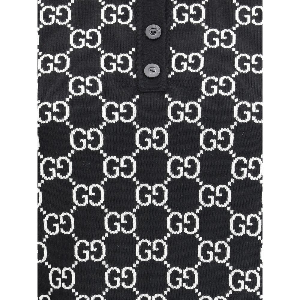 Polo in jacquard di lana