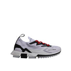 Black and white polyester sports sneakers
