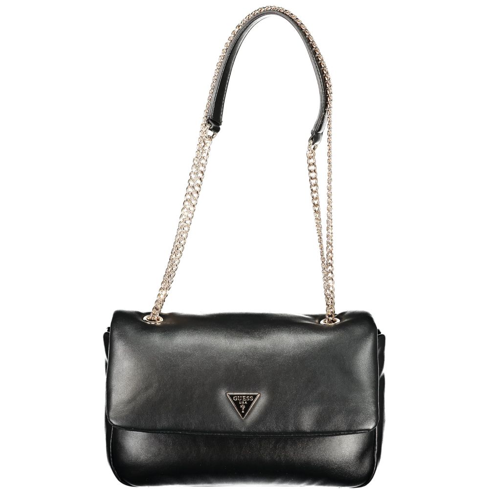 Women's black polyurethane handbag