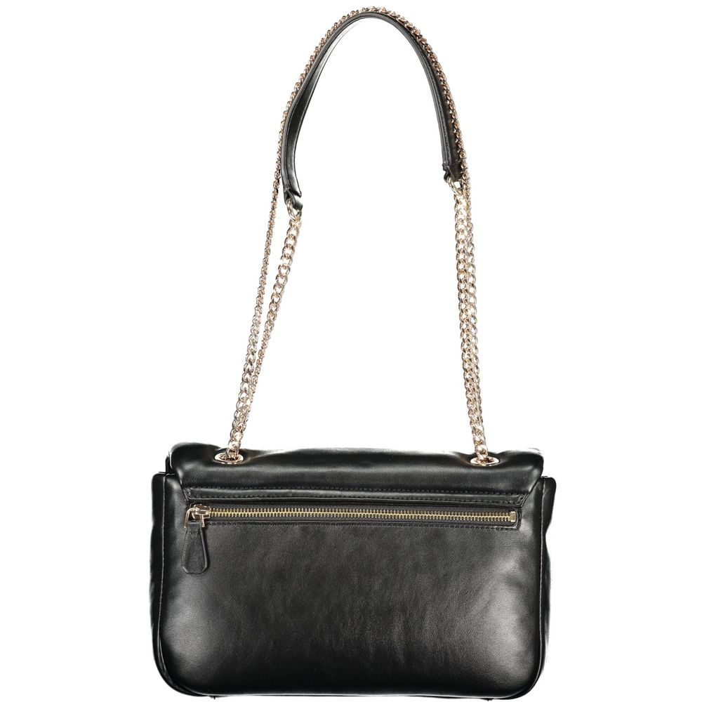 Women's black polyurethane handbag