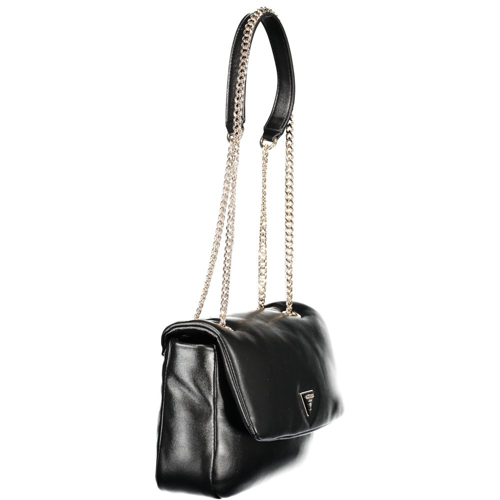 Women's black polyurethane handbag