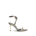 Golden calfskin stiletto sandals
