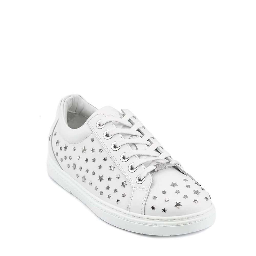 Low-top white calfskin sneakers