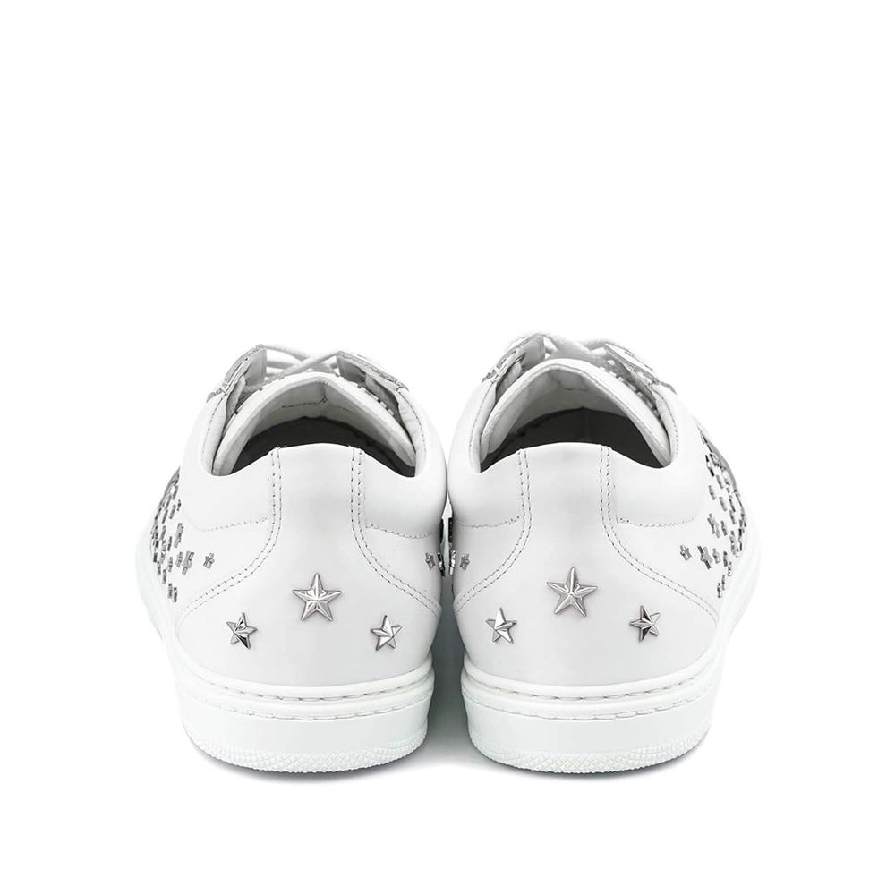 Low-top white calfskin sneakers