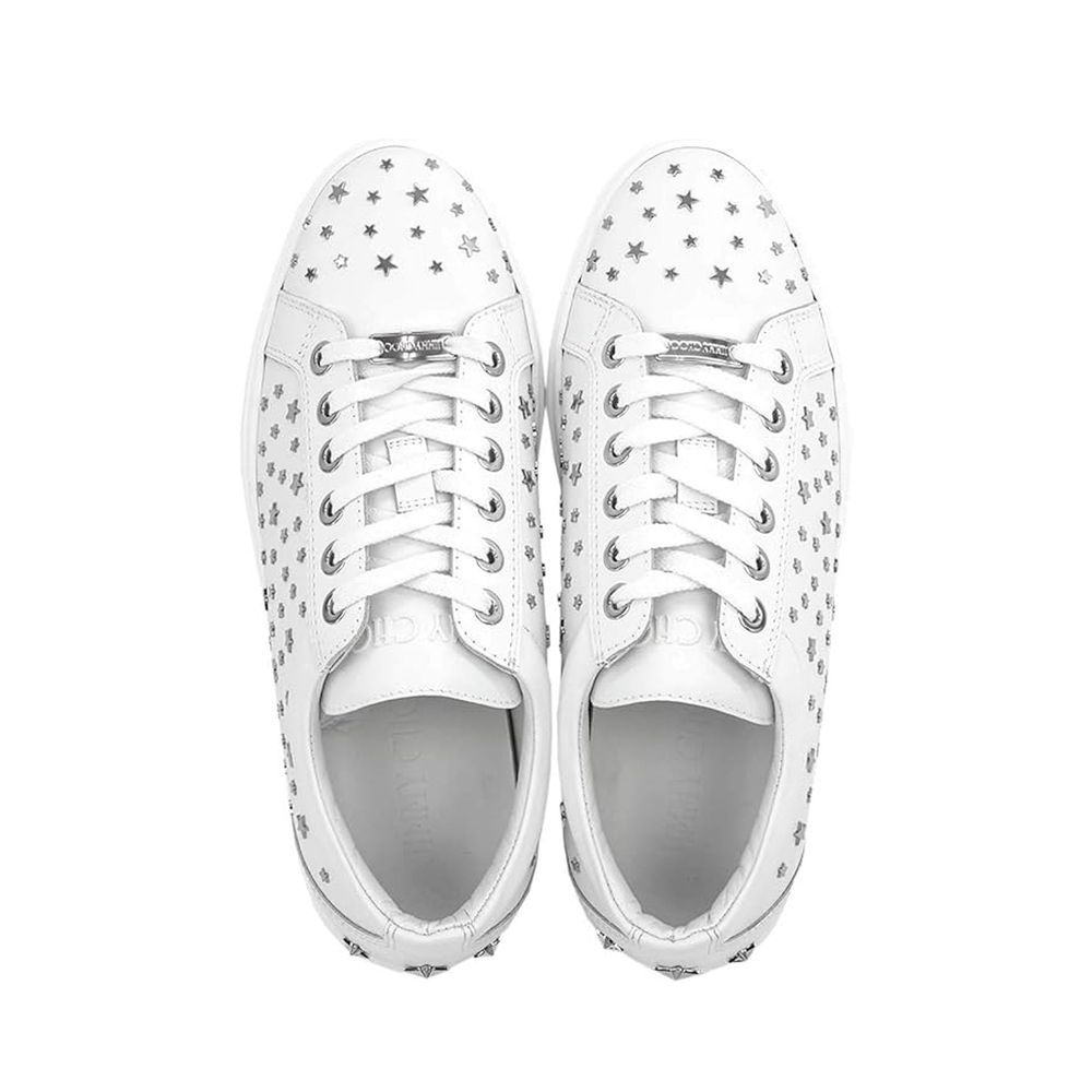 Low-top white calfskin sneakers