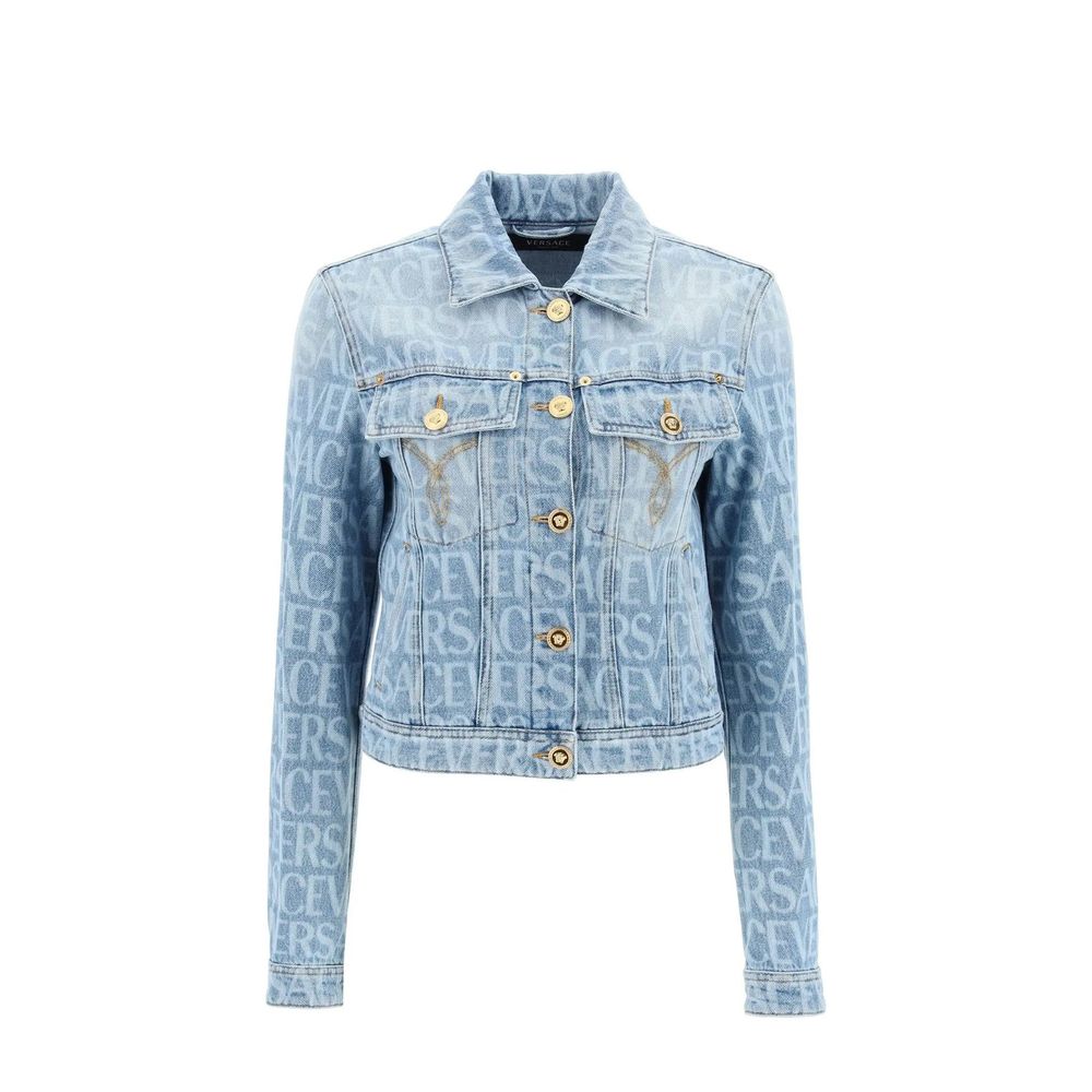 Giacca in denim con logo stampato all-over