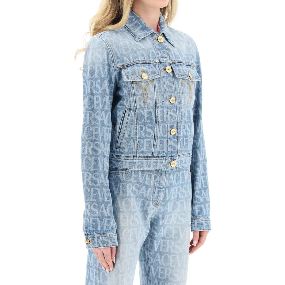Giacca in denim con logo stampato all-over