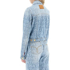 Giacca in denim con logo stampato all-over