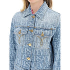Giacca in denim con logo stampato all-over