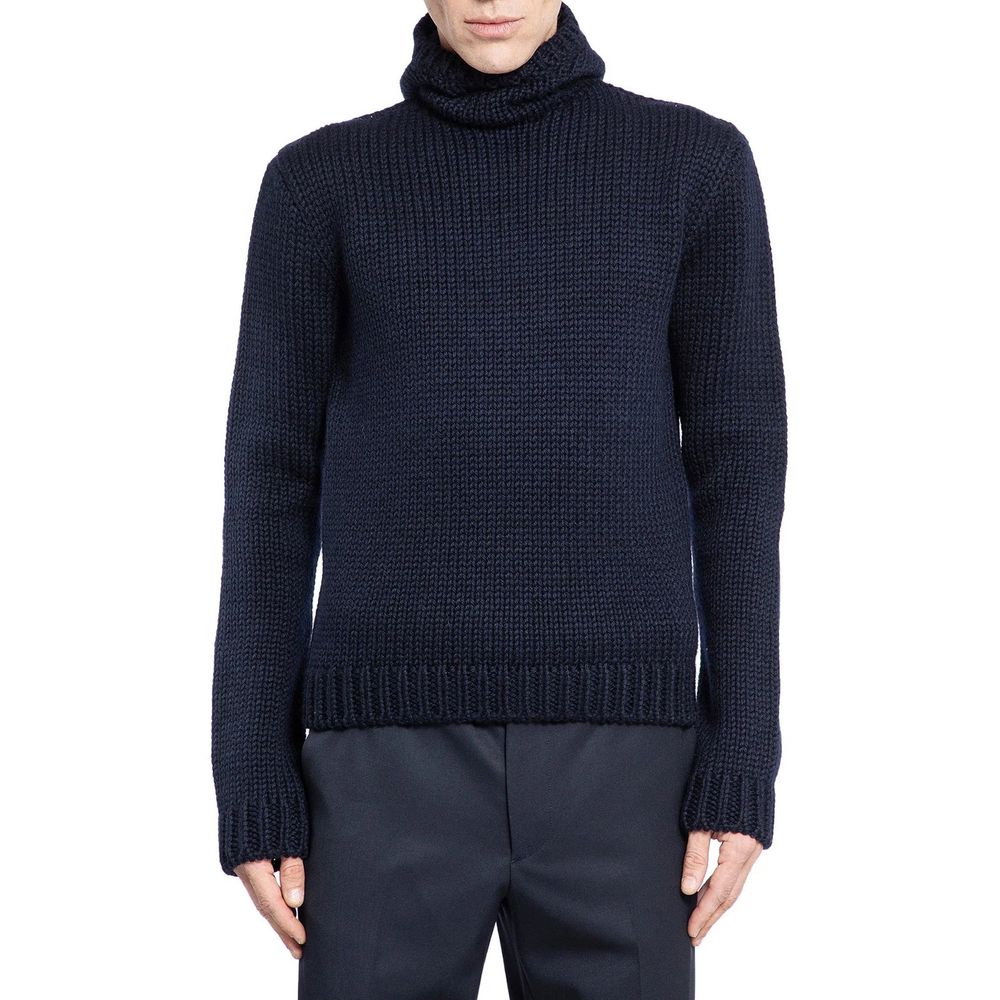 Blue wool turtleneck sweater