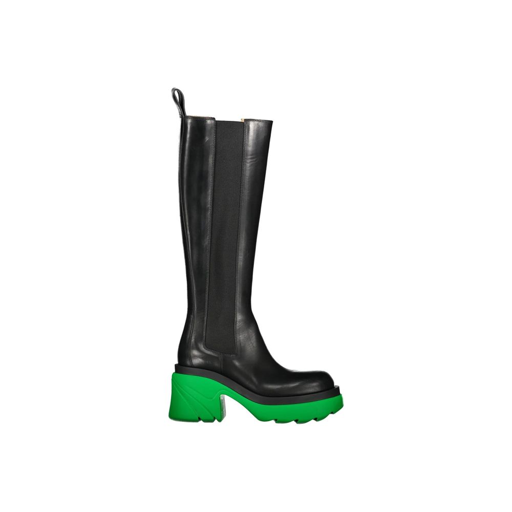 Black over-the-knee leather boots