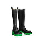 Black over-the-knee leather boots