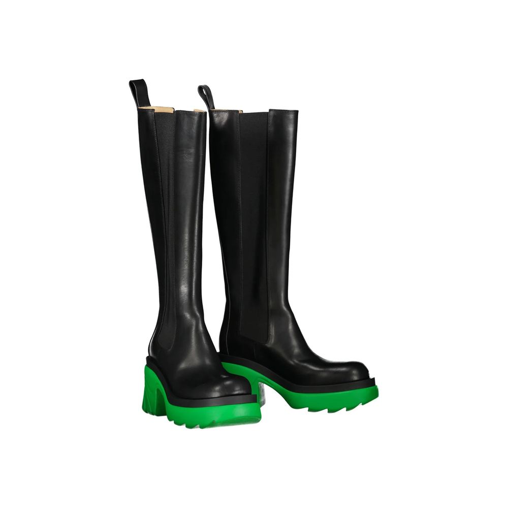 Black over-the-knee leather boots