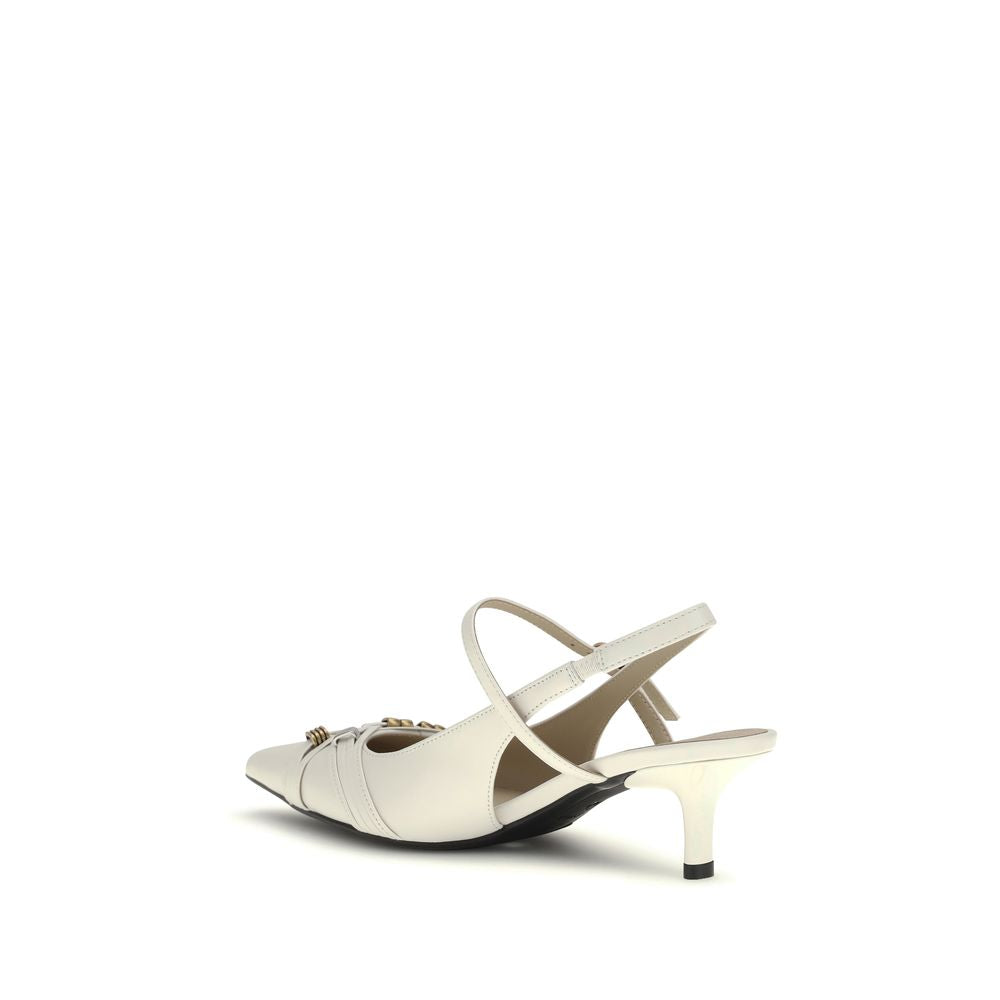 Décolleté con tacco medio in pelle di vitello bianca