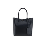 Borsa tote nera con logo frontale
