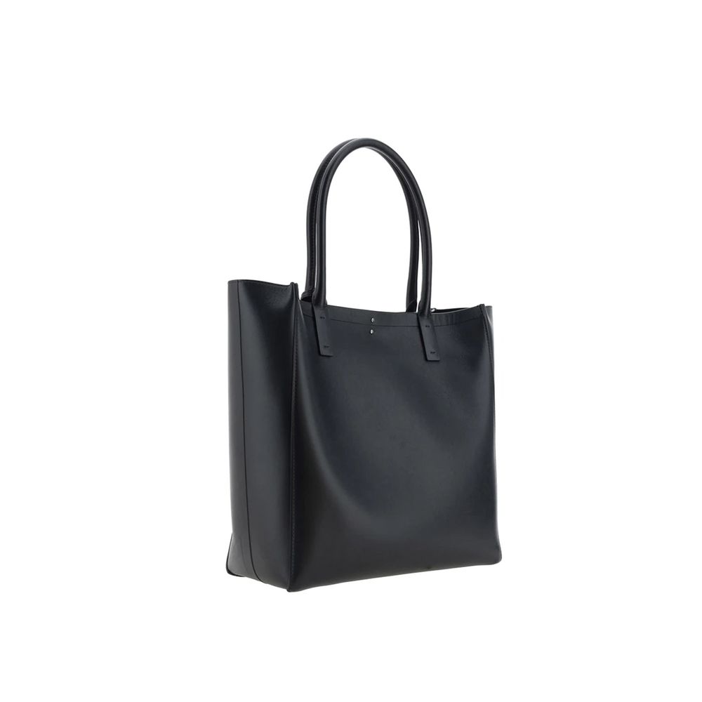 Borsa tote nera con logo frontale