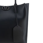 Borsa tote nera con logo frontale