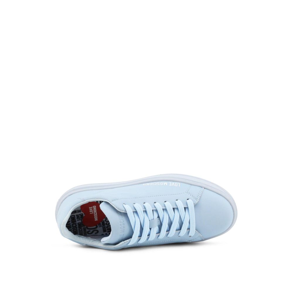 Sneakers basse blu in pelle