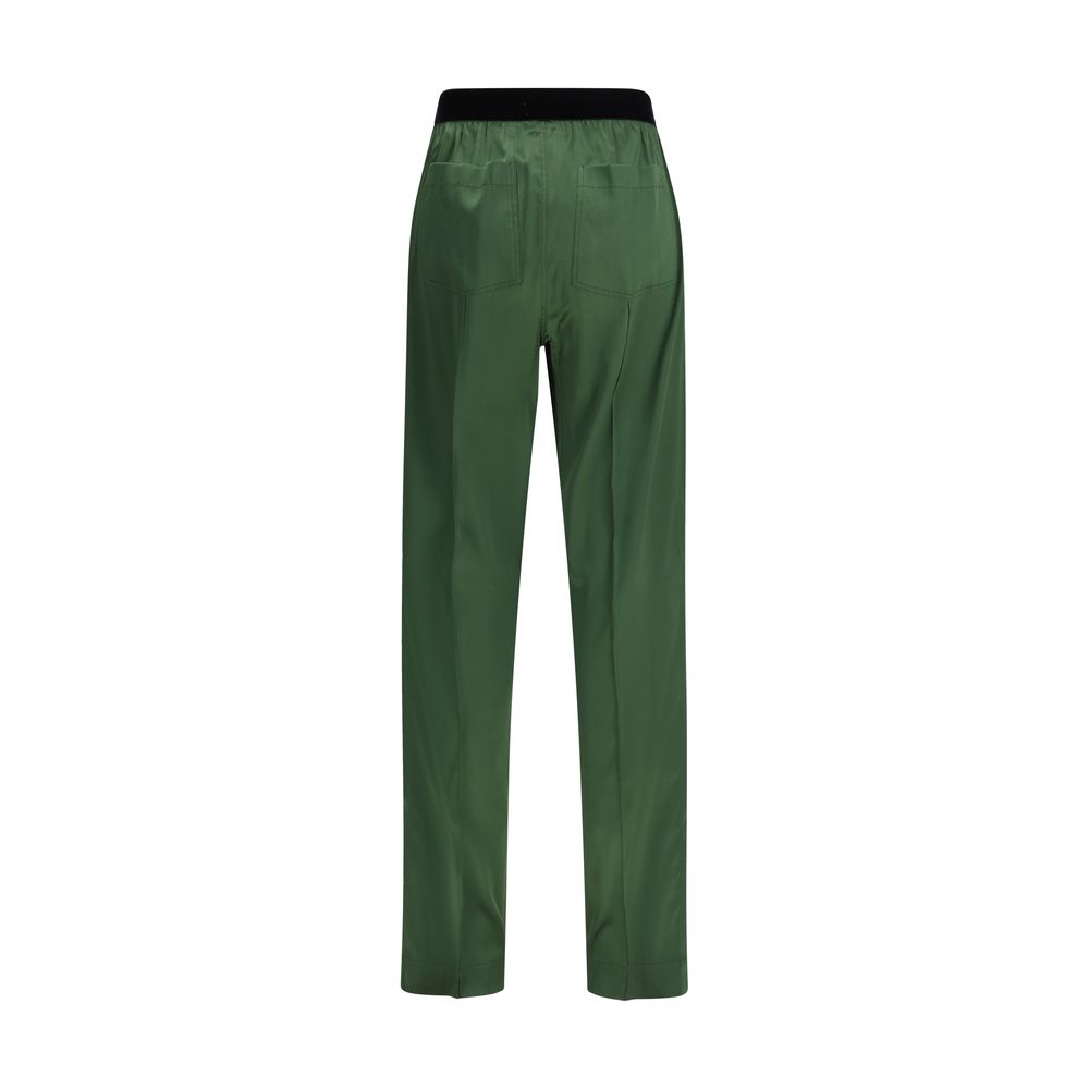 Pantaloni in raso di seta stretch