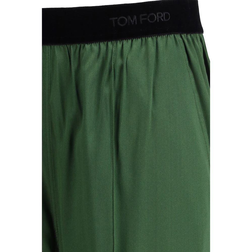 Pantaloni in raso di seta stretch