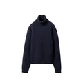 Blue cashmere turtleneck sweater