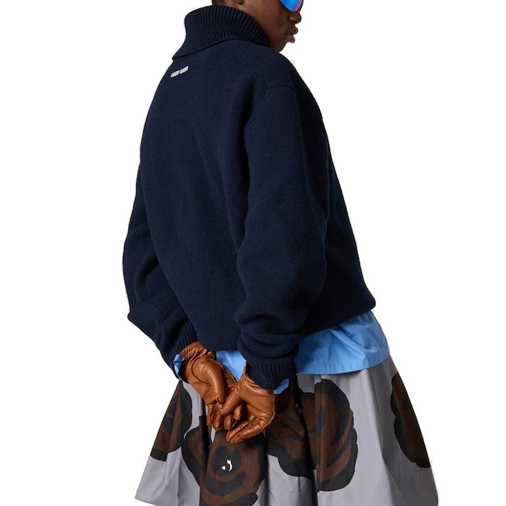 Blue cashmere turtleneck sweater
