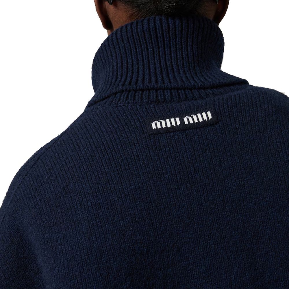 Blue cashmere turtleneck sweater