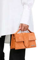 Le Grand Bambino terracotta leather top handle bag