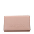 Pink leather clutch bag
