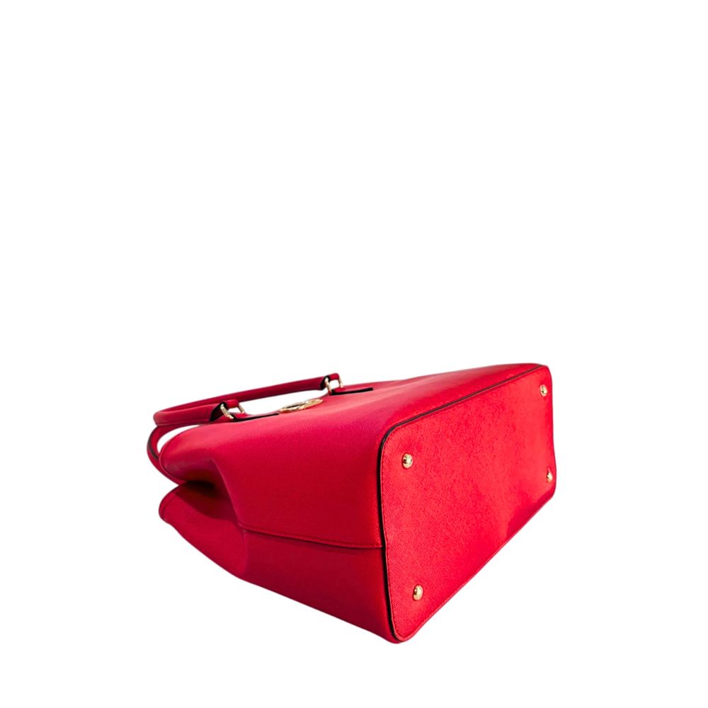 Red bag with shoulder strap