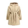 Giacca lunga in poliestere beige