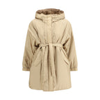 Giacca lunga in poliestere beige
