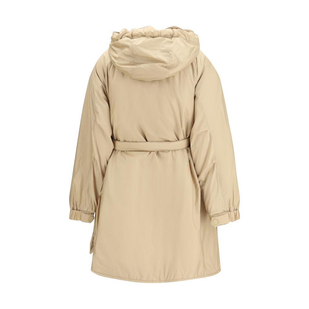 Giacca lunga in poliestere beige