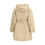 Giacca lunga in poliestere beige