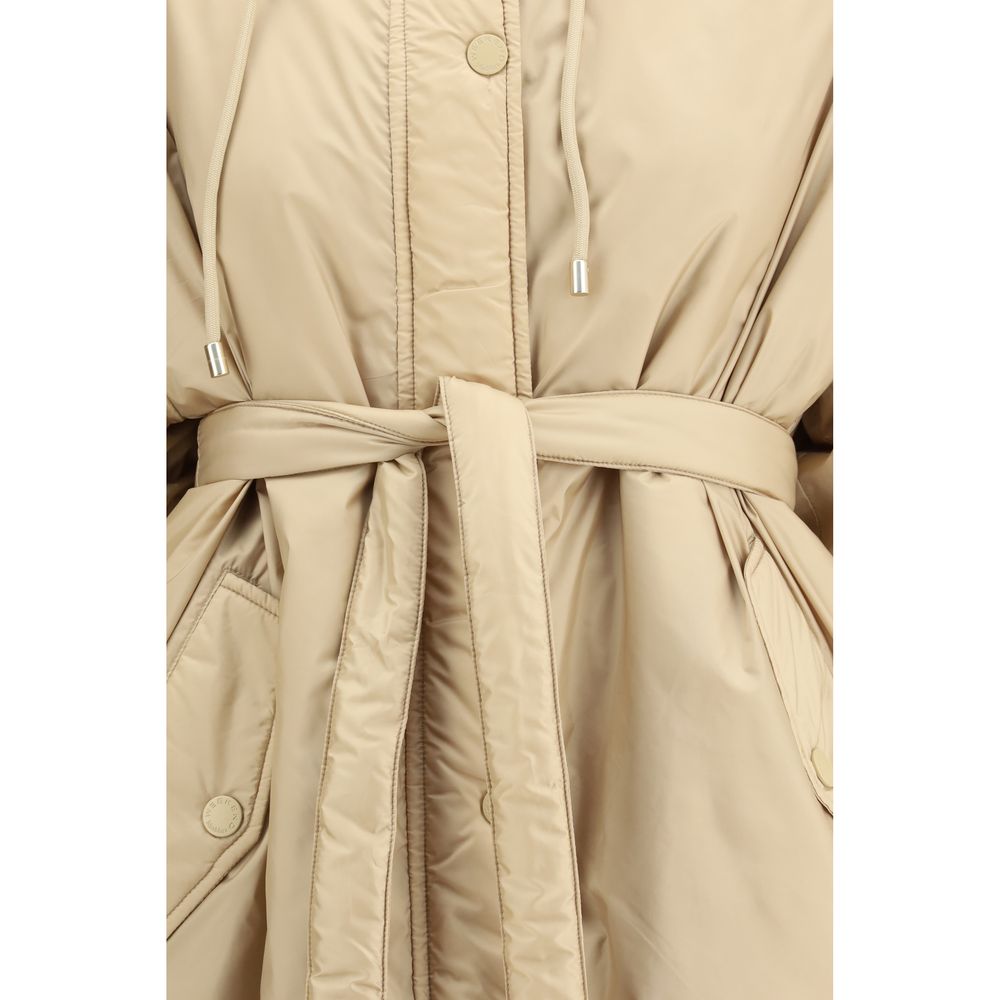 Giacca lunga in poliestere beige