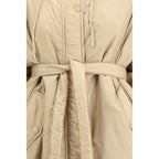 Giacca lunga in poliestere beige