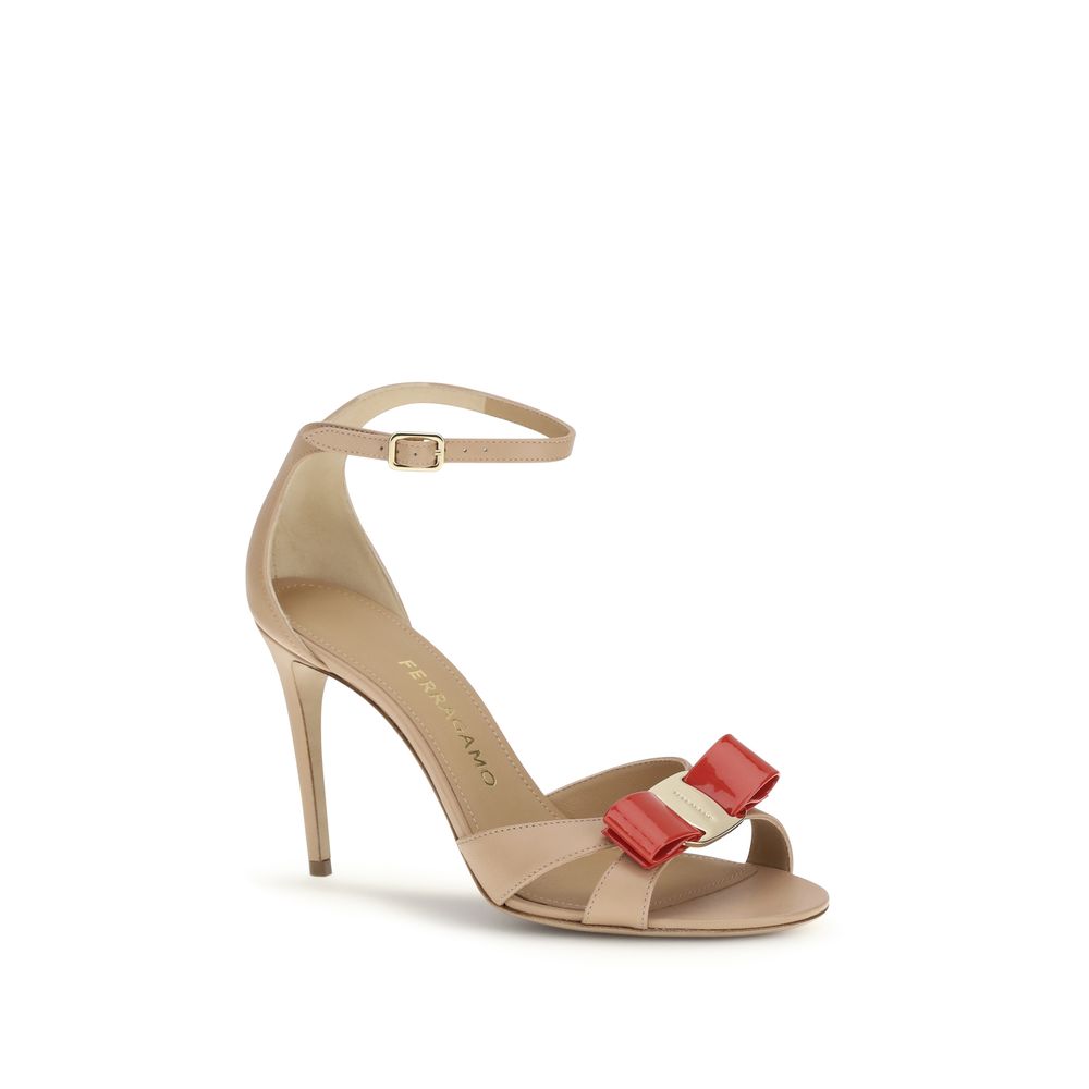Beige calf leather stiletto heel