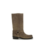 Suede biker boots