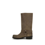 Suede biker boots