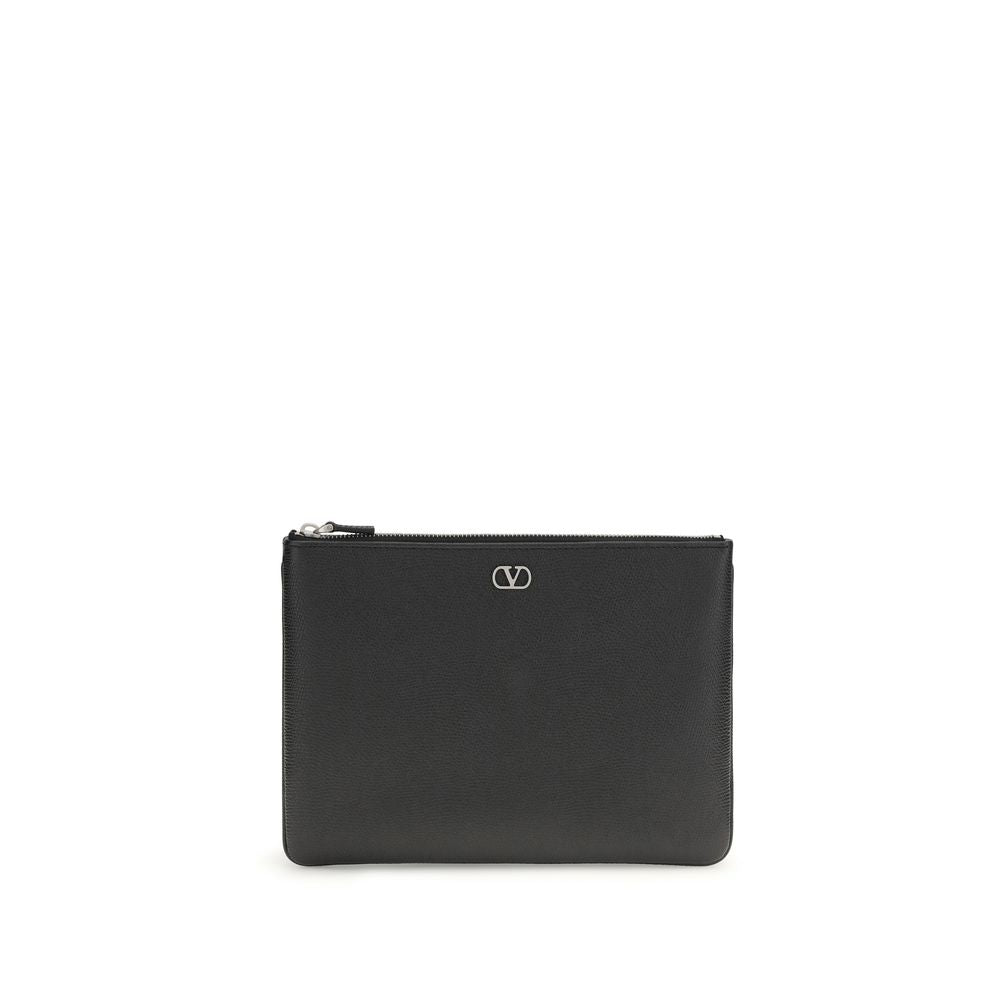 Pochette nera in pelle di vitello