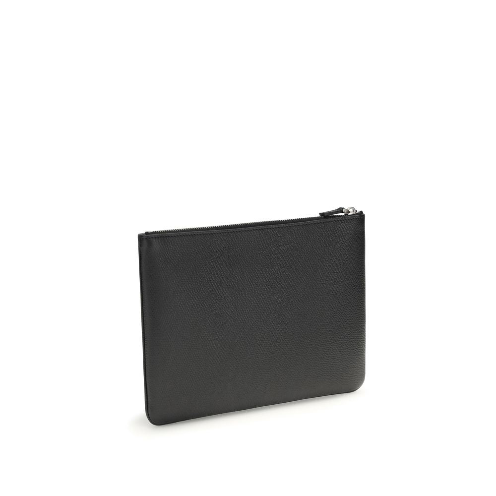Pochette nera in pelle di vitello