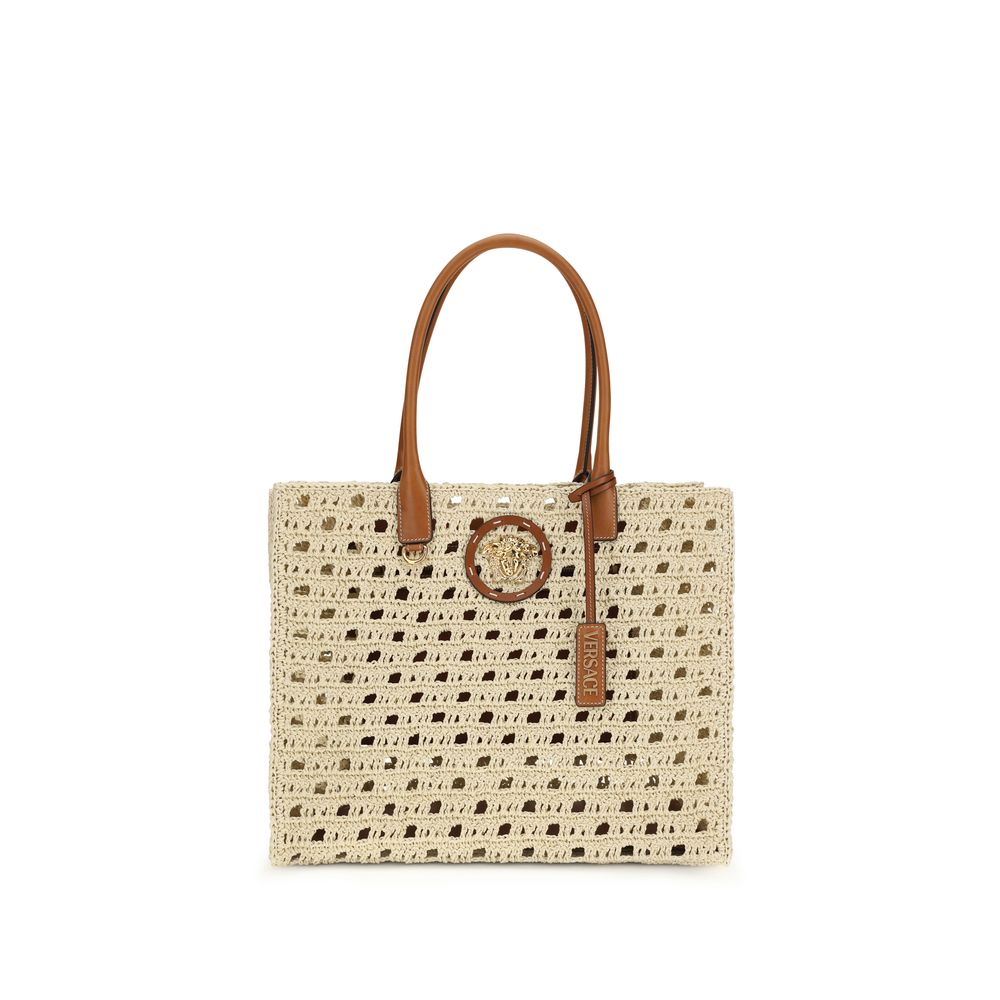 Borsa tote con logo oro