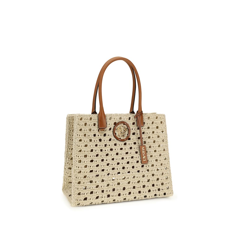 Borsa tote con logo oro