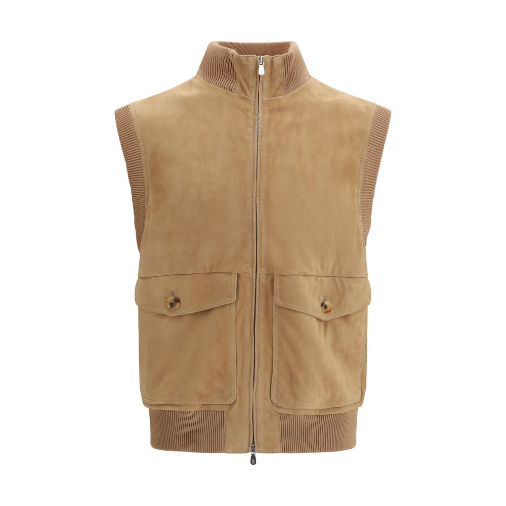 Beige sleeveless jacket