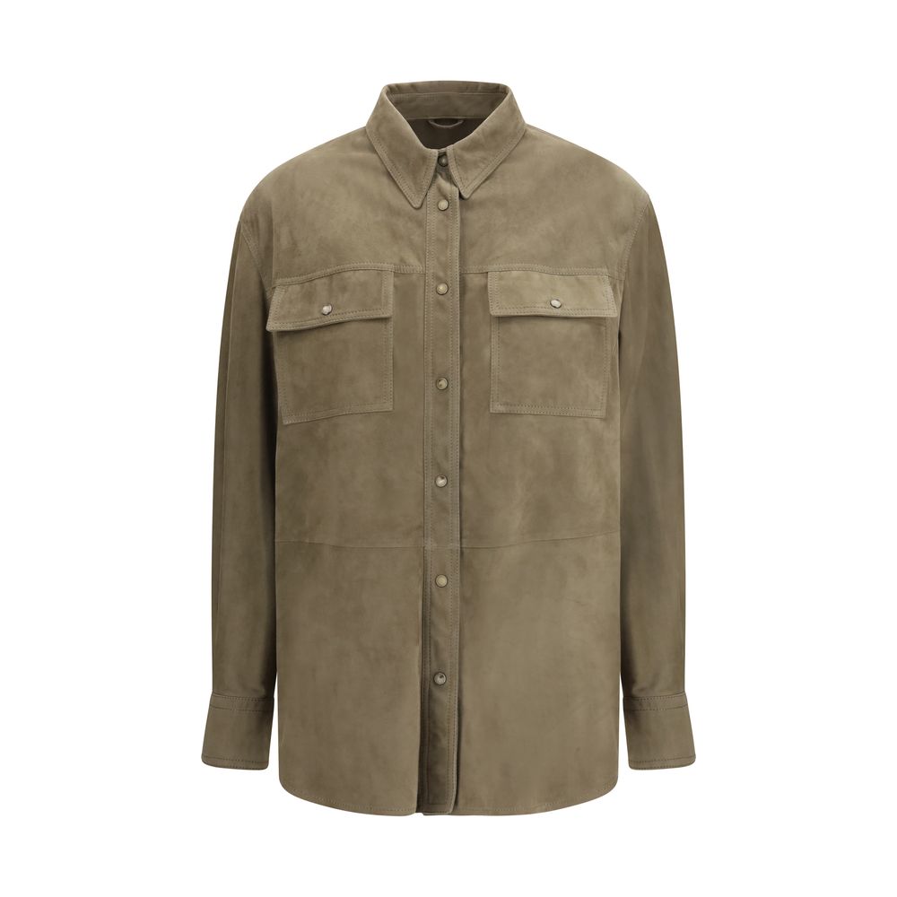 Elegant two-tone calfskin shirt