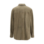 Elegant two-tone calfskin shirt