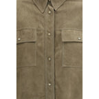 Elegant two-tone calfskin shirt