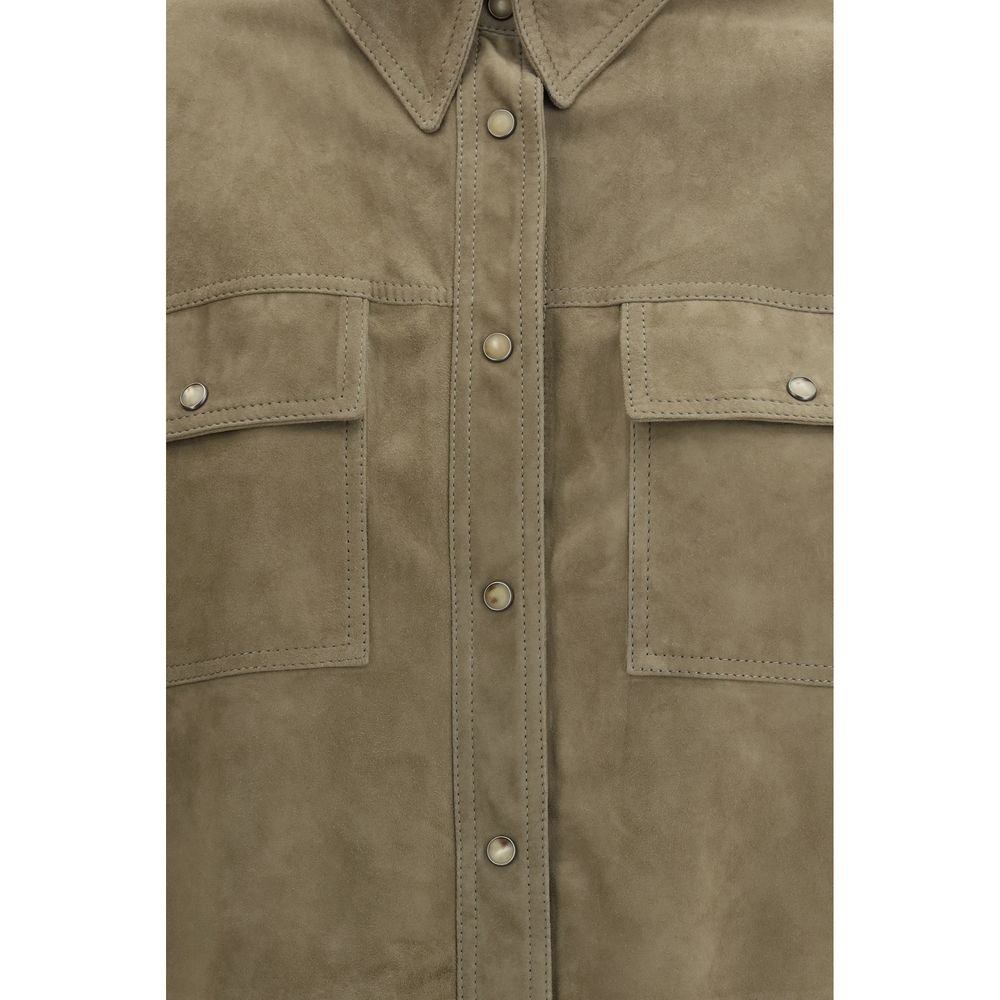 Camicia elegante in pelle di vitello bicolore
