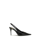Black calfskin high-heeled pumps