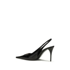 Black calfskin high-heeled pumps